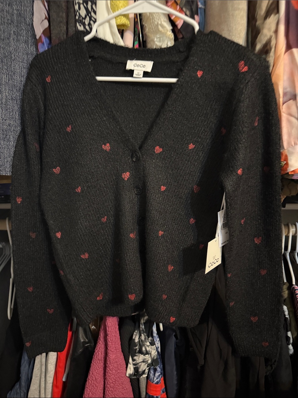 Cece heart cardigan xs NWT